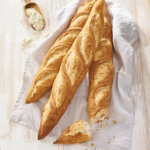 Drei Flöten Baguettes mit Slow Milling Backweizen